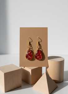 MN EXPORTS Red Gold Flake Resin Natural Pearl Teardrop <b>Drop</b> Earrings Vintage Women's Party Islamic Jewelry Gold Plated Fashion - Product Image 2