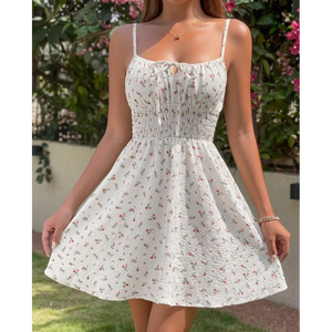 Women’s Floral Smocked <b>Spaghetti</b> <b>Strap</b> Mini Dress - Product Image 5