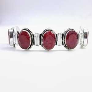 Bracelet en argent sterling 925 avec pierre précieuse corindon rubis, magnifique bijou en argent avec pierres précieuses, fabricant de bijoux en argent - Product Image 2