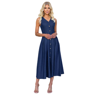 Vestido Vaquero sin Mangas Personalizado para Mujer, Ropa Casual de Verano de Alta Calidad, Venta al Por Mayor de Fábrica - Product Image 3