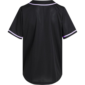 เสื้อเบสบอลพิมพ์ลายตามสั่ง แบบยูนิเซ็กซ์ สีดำ แต่งขอบ แขนสั้น ผ้าตาข่าย ระบายอากาศได้ดี พิมพ์ลายแบบซับลิเมชั่น ติดกระดุมด้านหน้าทั้งตัว - Product Image 2