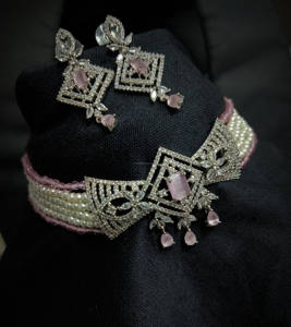 Conjunto de joyería nupcial de diamante americano clásico, collar y pendientes de dos piezas para boda, estilo clásico de moda - Product Image 1