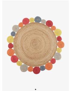 Tapis et carpettes ronds tressés en jute, fabriqués à la machine, design Tikki - Écologiques et antibactériens - Product Image 4