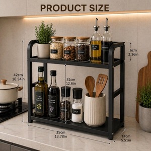 Modern 2 Tier Spice <b>Rack</b> Organizer Suitable For <b>Kitchen</b> Countertop <b>Storage</b> Seasoning Bottles Pantry And Home Organization - Product Image 6