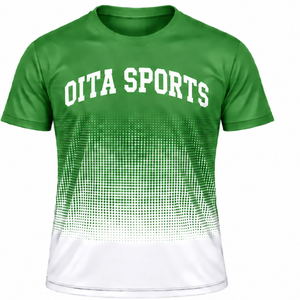 Kelly Green and <b>White</b> Gradient Sublimation T <b>Shirt</b> <b>Men</b> <b>Short</b> <b>Sleeve</b> Crew Neck Customized Printed Sports Training Performance - Product Image 1
