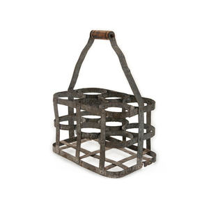 Top Quality Iron Wine Bottle Carrier With Wooden Handle For 6 Bottles Home Furniture Decor Handmade Iron Wine <b>Racks</b> - Product Image 1
