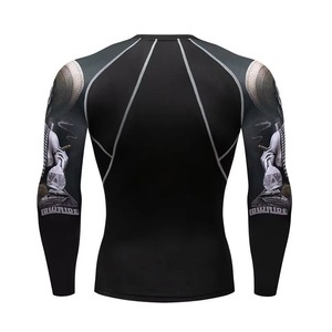 <b>Men's</b> Long Sleeve Black Sublimation Print Quick Dry Full Sleeve <b>Compression</b> <b>Shirt</b> With Skull Design Rash Guard - Product Image 5