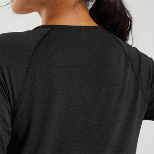 Nouveau T-shirt à manches courtes raglan col rond pour femme, couleur unie, tricoté, séchage rapide, coupe sportive, printemps/été, longueur courte, 100% coton - Product Image 5