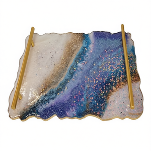 Luxury Handmade <b>Epoxy</b> Resin Serving Tray Ocean-Themed Decorative Tray for Dining Kitchen Coffee <b>Table</b> Gift Purpose - Product Image 2