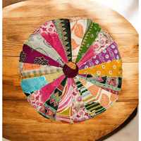 Housse de coussin ronde de luxe en patchwork avec tissu respirant, taie d'oreiller décorative pour meubles d'intérieur et décoration saisonnière