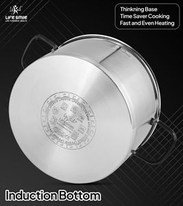 Ensemble de casseroles de luxe en acier inoxydable 18/10, 8 pièces, avec couvercles en acier inoxydable, poignées en acier noir et base compatible induction - Product Image 3