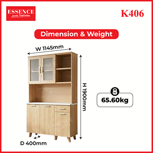 Meuble de cuisine moderne en mélamine stratifiée Essence Malaysia, étagère de boulanger, support pour micro-ondes, finition chêne blanc marbré, acrylique - Product Image 6