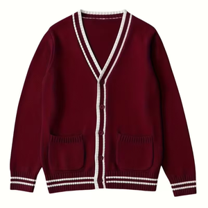 Cardigan unisexe en toile pour lycéens, col en V doux, tricoté, anti-boulochage, 100 % acrylique, personnalisable - Product Image 1