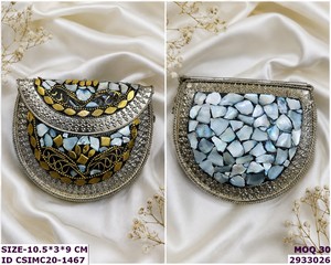 Handmade Multi-Function Fashionable Mosaic Stone Metal Frame Flap <b>Clutch</b> <b>Bag</b> Chain Strap Evening Party <b>Wedding</b> Use Craftstages - Product Image 5