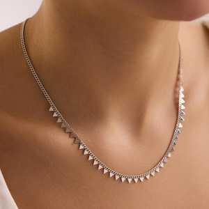 Hallmark <b>Silver</b> Rhodium Plated Minimalist Triangle Gourmet Chain Necklace - Product Image 3