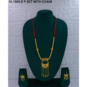 Exquisitos y Lujosos Conjuntos de Joyería de Moda para Bodas en el Medio Oriente, Estilo Dubái, de Aleación de Cobre con Baño de Oro, Collar y Pendientes para Mujer - Product Image 1