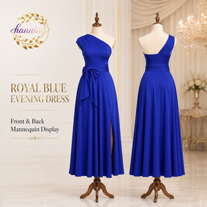Elegante <span class=keywords><strong>Abito</strong></span> <span class=keywords><strong>Lungo</strong></span> da Sera per Signora, <span class=keywords><strong>con</strong></span> Raffinato <span class=keywords><strong>Spacco</strong></span> Laterale in Blu, Ideale per Cocktail Party - Product Image 5
