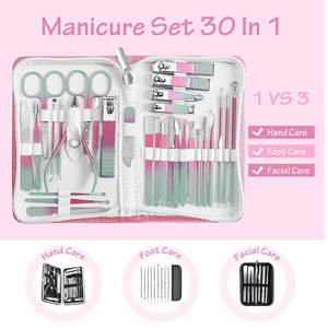 Kit de soin des ongles en acier inoxydable, ensemble de manucure et de pédicure avec étui en cuir pour les soins personnels - Product Image 3