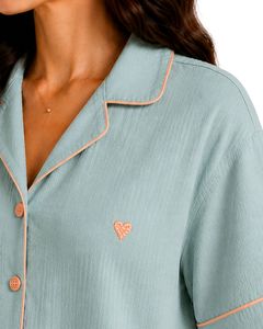 Customized Mint <b>Green</b> Women Pajama Set Short Sleeve Button Down Sleepwear Soft Breathable Summer Nightwear Casual Lounge Set - Product Image 6