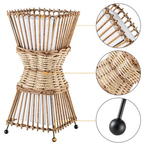 C Cattleya 2-<b>Light</b> Bamboo and Rattan <b>Table</b> Lamp with White Fabric Shade - Product Image 2
