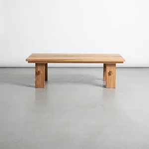 Mesa de Centro Moderna para Exteriores de Madera de Teca Sólida, Resistente a la Intemperie, Acabado Natural, para Muebles de Sala de Estar - Product Image 3