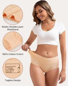 Braguitas de Algodón para Mujer, Tejidas, Ecológicas, de Secado Rápido, Cómodas, Elásticas, Transpirables, de Cintura Alta, para Uso Diario - Product Image 3