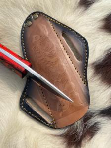 Cuchillo de Caza Personalizado con Mango de Plástico, Hoja de Acero Inoxidable con Punta Caída y Funda de Cuero con Grabado de Peces - Product Image 5