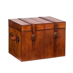 Coffret de rangement en cuir classique rectangulaire avec poignées, artisanal, marron, style vintage, pour le rangement de bijoux - Product Image 2