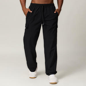 Custom Logo Men's Nylon <b>Straight</b>-<b>Leg</b> <b>Cargo</b> Pants Lightweight Fabric Side Utility Pockets Comfortable Casual Daily Wear <b>Trousers</b> - Product Image 1