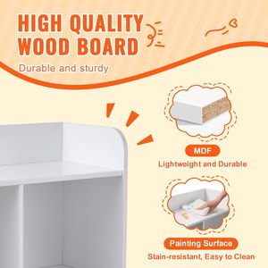 Armadietto giocattolo bianco a 5 Cubby per bambini in legno organizzatore di librerie per sala giochi asilo nido casa-mobili per bambini - Product Image 5