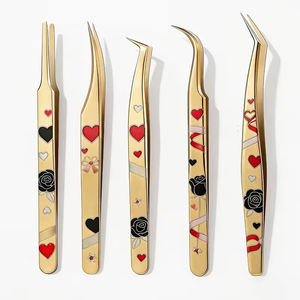 Pince à épiler dorée personnalisée en gros, haute précision, pour volume et isolation, outils de beauté pour extensions de cils - Product Image 1