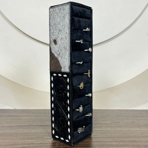 กล่องใส่แหวนกำมะหยี่แบบเรียบง่ายสไตล์ตะวันตกใหม่กล่องหนังวัวกล่องเครื่องประดับแบบยาวหนังวัวจัดแหวนและอุปกรณ์เสริม - Product Image 4