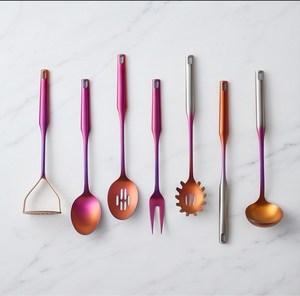 Juego de Cubiertos de Titanio Arcoíris de 7 Piezas, Utensilios de Acero Inoxidable para Servir, Cubertería Plateada para Mesa de Restaurante y Hotel - Product Image 1
