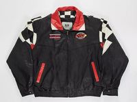 Blouson Bomber Rouge Afernon pour Homme avec Broderies de Patchs d'Équipe, Col Montant, Fermeture Éclair, Décontracté, Hiver
