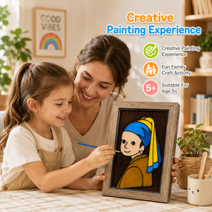3D Velvet Art Kit DIY Painting Kit the Girl with a Pearl Earring with Acrylic <strong>Paints</strong> Brush <strong>Frame</strong> EN71 ASTM D-4236 - Product Image 5