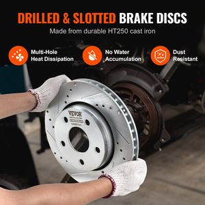 Kit di Riparazione Freni Anteriori e Posteriori per Jeep Wrangler 2007-2017, Dischi Forati e Scanalati e Pastiglie in Ceramica Sostitutive - Product Image 4