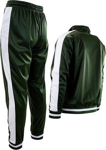 Survêtement unisexe vert foncé à manches longues, couleur unie, décontracté, pour l'automne, fermeture éclair, poches latérales, coupe régulière, poids moyen - Product Image 4