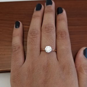 Anillo de Compromiso de Oro Sólido de 14K con Diamante Solitario para Mujer, Anillo de Boda Clásico con Engaste de Puntas, Joyería Fina, Regalo Elegante - Product Image 5