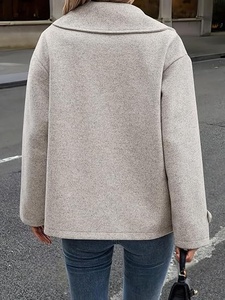 Manteau trench en laine pour femme, manches longues, col à revers, double boutonnage, couleur unie, vêtement d'extérieur d'hiver, chaud et décontracté - Product Image 3