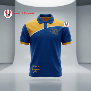 เสื้อโปโลปักลายมินิมอลสไตล์เมือง Urban Style Sigma Gamma Rho |   เสื้อโปโลดีไซน์เรียบหรู สีพื้น แต่งขอบเสื้อ ลายธงชาติกรีซ แฟชั่นโปโล - Product Image 3