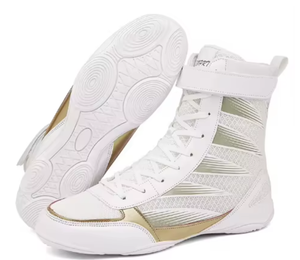 Zapatos de Boxeo Blancos con Suela Alta, Material PU, Botas de Entrenamiento Duraderas, Transpirables y Ligeras para Todas las Temporadas - Product Image 3