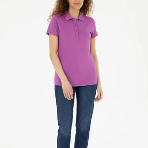 Polo de Primera Calidad para Mujer, Color Morado, Ligero y Transpirable, para Verano, Suministro de Fábrica OEM ODM - Product Image 3