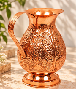 Carafe en verre martelé authentique, style vintage, anti-fuite, compatible lave-vaisselle, écologique, pour une meilleure qualité d'eau potable - Product Image 2
