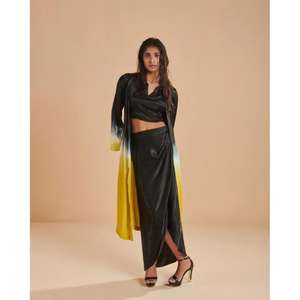 Women <b>Tie</b> <b>Dye</b> Piece Co Ord Set Long Shrug With Crop Top Wrap <b>Skirt</b> Designer Party Resort Wear Outfit - Product Image 2