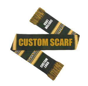 Écharpe longue en acrylique jacquard tricotée pour l'hiver, personnalisable avec logo imprimé, idéale pour le football, vente en gros - Product Image 3
