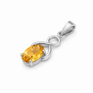 Pendentif ovale en citrine plaqué rhodium en argent sterling, tendance, vente en gros, fait main, cadeau minimaliste POUR ELLE, bijoux de février - Product Image 3