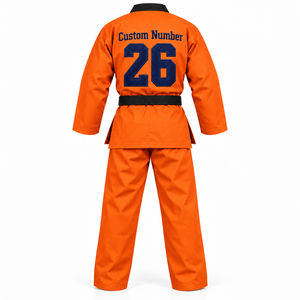Conjunto de Dobok de Taekwondo Más Vendido, Camisa Transpirable Tejida, Pantalones de Pierna Recta, Cuello en V y Logotipo Bordado, Uniforme OEM - Product Image 2