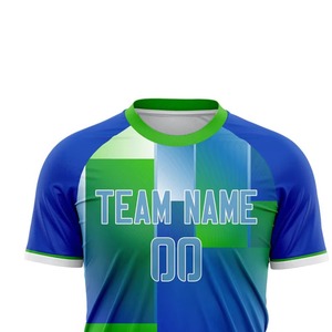 เสื้อฟุตบอลแบบซับลิเมชั่นสีน้ำเงินเขียวพรีเมียมสั่งทำพิเศษ ระบายอากาศได้ดี ผลิตจากโพลีเอสเตอร์ ชุดทีม รับผลิตแบบ OEM ODM - Product Image 4