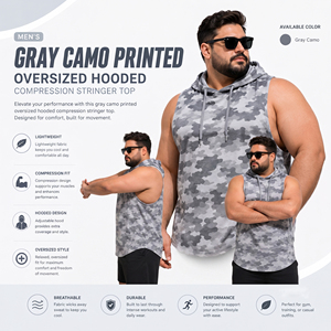 Wholesale Men <b>Camo</b> Hooded Stringer <b>Top</b> Plus Size Gym Tank <b>Top</b> Sports Training Hooded Singlet <b>Top</b> Men Yoga Sleeveless Hoodie - Product Image 2