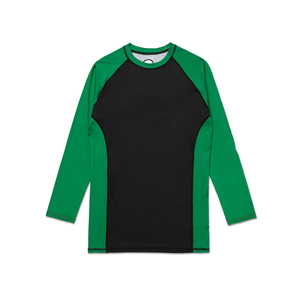 เสื้อแรชการ์ดแขนยาวสำหรับเด็กผู้ชาย สีดำ-เขียว บล็อกสี แห้งเร็ว เหมาะสำหรับศิลปะการต่อสู้ ทรงปกติ ผลิตจากโพลีเอสเตอร์ - Product Image 2